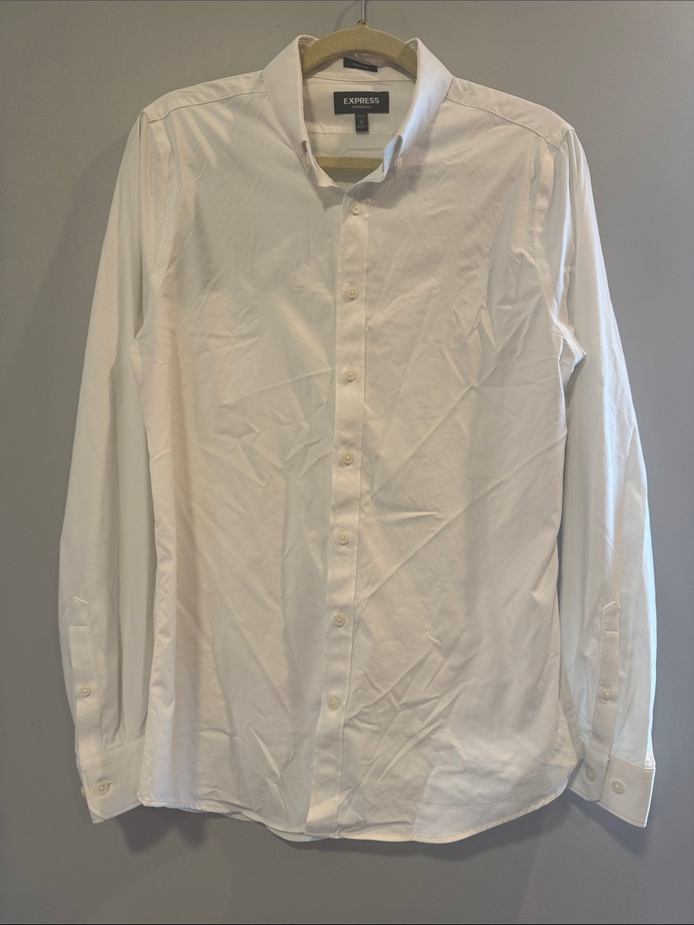 Express Performance White Dress Shirt Extra Slim M 15.5